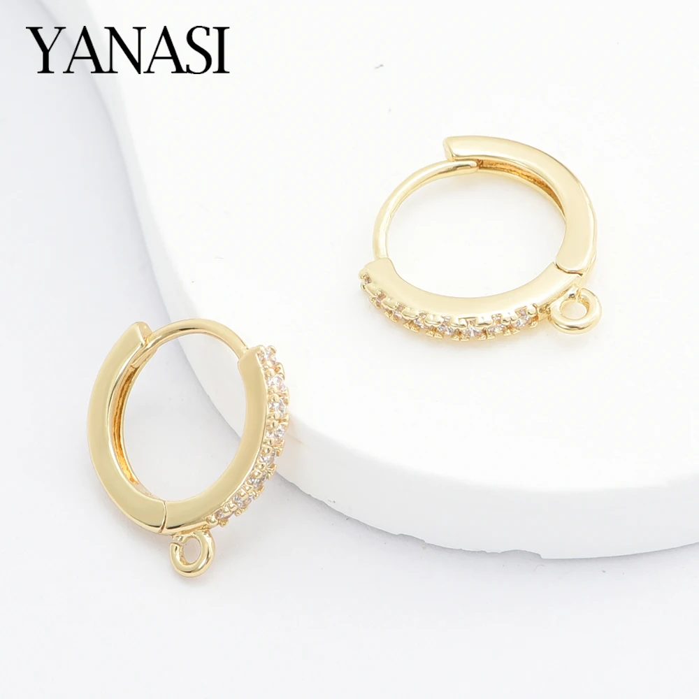 1PairEarringHooksBrassWithZircon18KGoldRhodiumPlatedEarwires