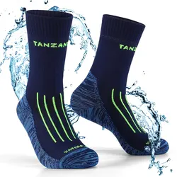 Thermal Waterproof Socks for Men - Warm Winter Sports Socks in Black and Blue (Blue)