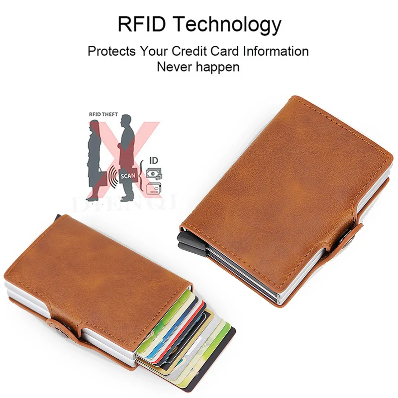 Wallet Card Holder RFID Blocking Protection Men ID Clip Leather Metal Aluminum Business Bank
