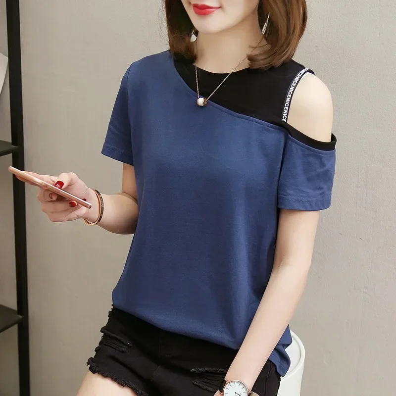 

Short-sleeved t-shirt women's summer slim fit all-match slim top gray22