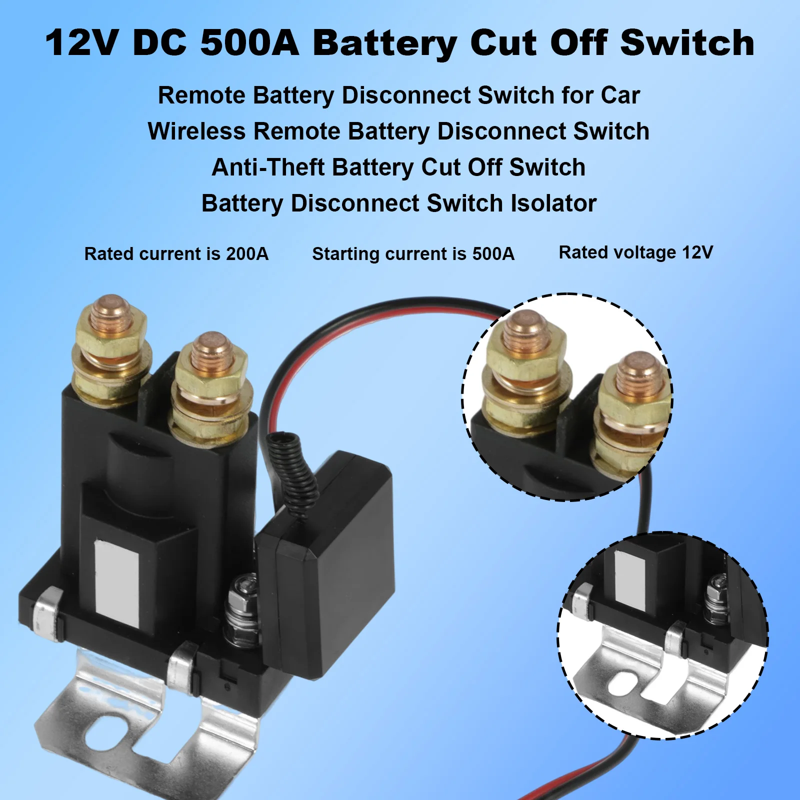Battery Switch Relay 12V Dual Remote Control Battery Cut Off