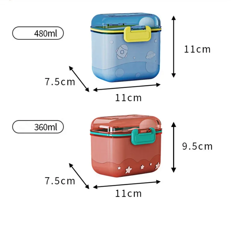 Portable Baby Food Storage Box Cartoon Infant Milk Powder Box Toddler Snack Container Sealing Cereal Storage Organizer