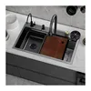 Multifunctional Stainless Steel Kitchen Sink Nano Flying Rain Waterfall Black Handmade Large Single Tank Vegetable Washing Basin 4