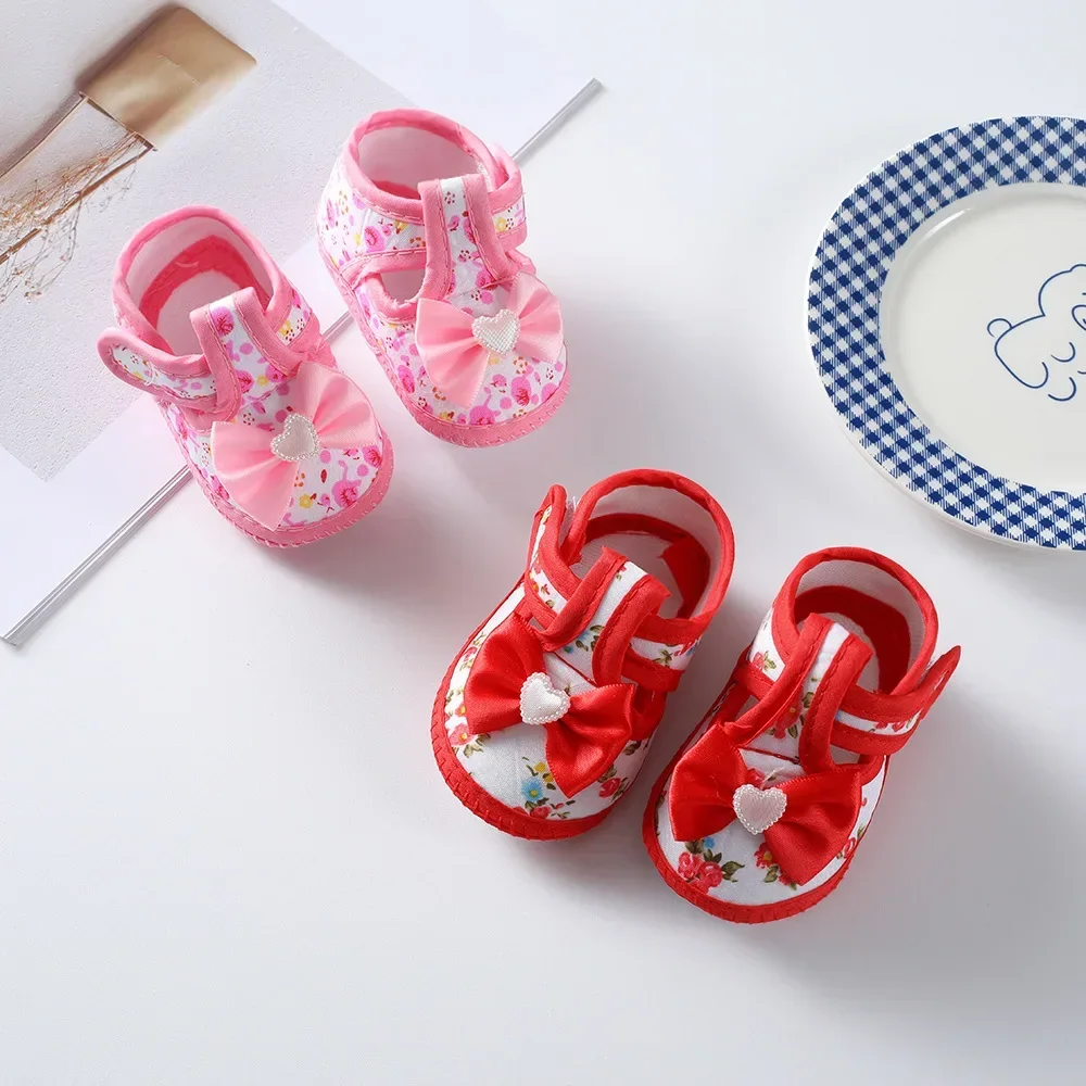 Spring New Princess Shoes 0-1 Year Old Baby Single Shoes Cute Bow Soft Soled Newborn Baby Walking Shoes 3