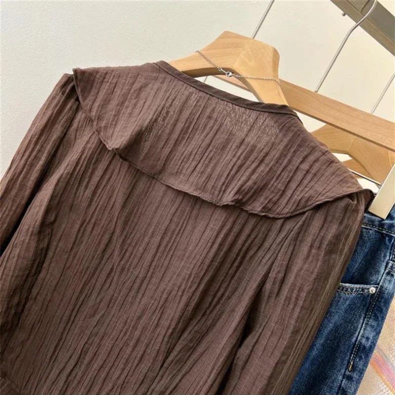 Blouses for Women Chemise Femme Women's Ruffled Flared Shirts Blusas Femininas Elegantes Tops Vintage Spring Shirt Thin Coat