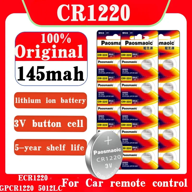 

original CR1220 Button Coin Cell Battery For Watch Car Remote Key Toys CR 1220 ECR1220 GPCR1220 5012LC 3V Lithium Batteies