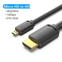 Premium Micro HDMI to HDMI Cable - 4K Ultra HD, Male - to - Male Cord, 2m/3m Length Options - 3m (60Hz Micro HD to HD)