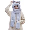 New Cat Plush Hat Scarf Gloves Three Piece One Piece Hat Women's Versatile Fall Winter Thickened Warm 2