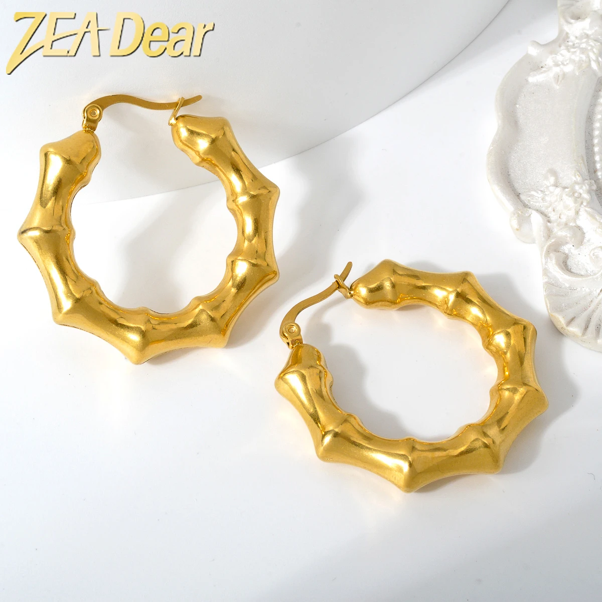 

ZEADear Jewelry Stainless Steel Drop Earrings 18K Gold Plated Bamboo Hanging Earring For Women Personality Party Gift Wholesale