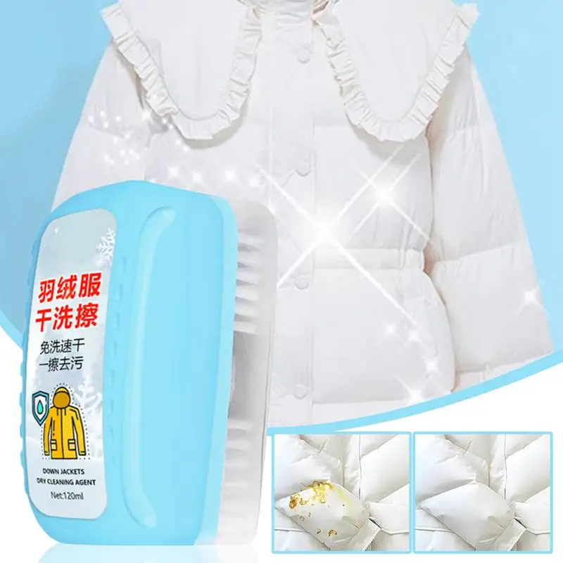 Down Jacket Cleaner 120ml Cotton Clothes Dry Cleaning Agent Multifunctional Laundry Stain Remover Laundry Scrub Brush For Down