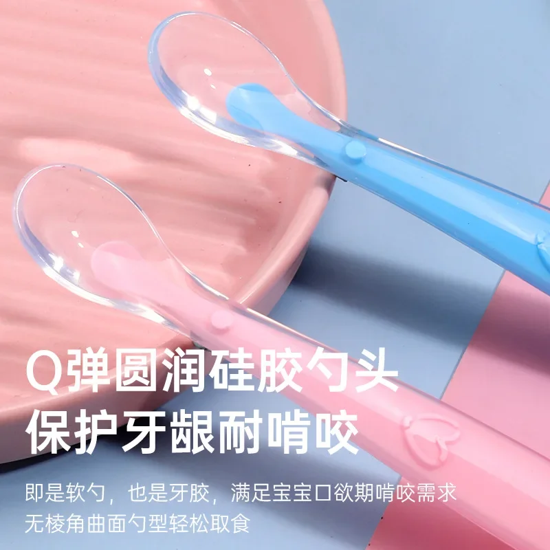 Baby Silicone Spoon Learning Spoon Set Stars Tableware Kids Soft Silicone Feeding Training Baby Reborn Utensils