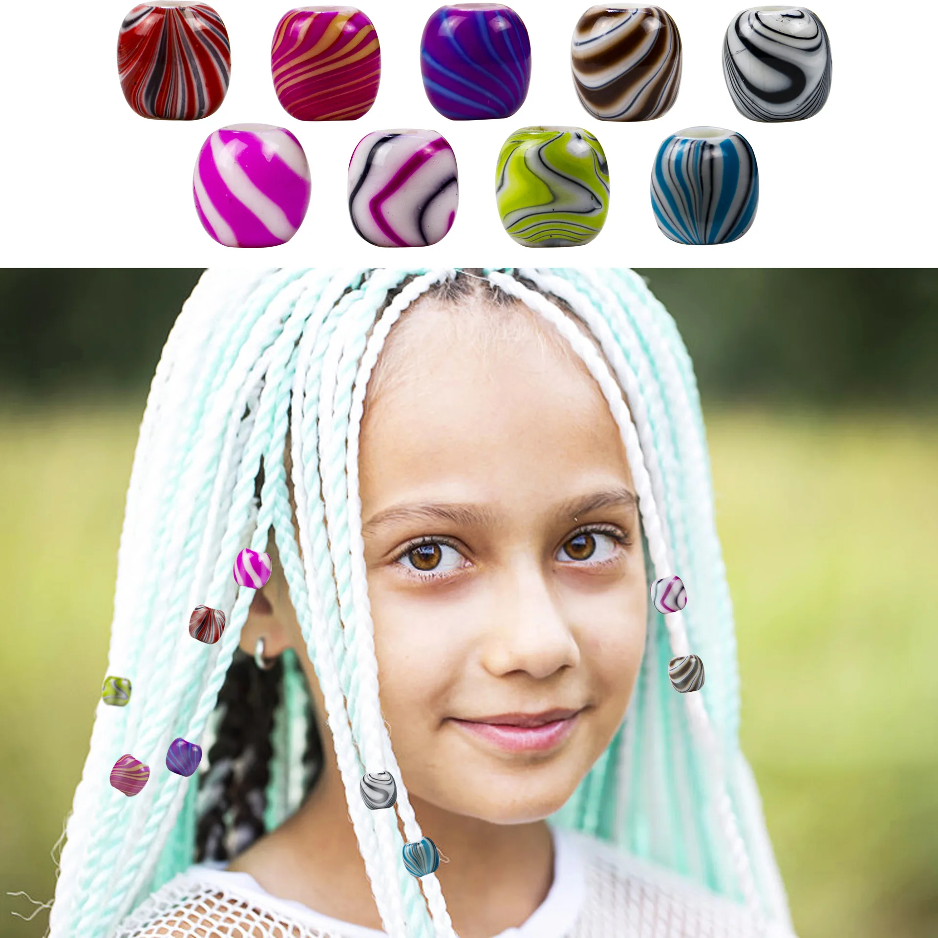 50pcs/bag Resin Colored Hair Beads for Women Kids African Haar Dreadlock Accessories Jewelry with Hole 2022 New