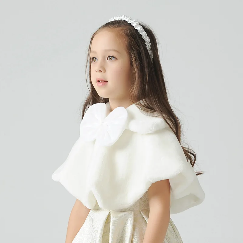For 2 4 8 10 12 Yrs Girls Warm Ivory Bolero Winter Princess Jacket Children  Soft Faux Fur Wraps Shawls For Wedding Accessories - AliExpress