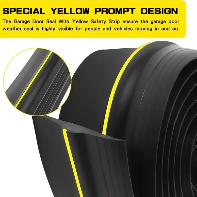 1/2/3/3.6M Universal Garage Door Threshold Seal Strip Garage Door Bottom Weatherproof DIY Weather Stripping (Non self-adhesive)