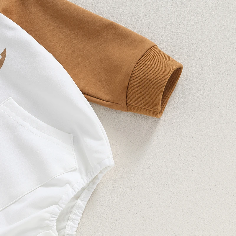 

Newborn Baby Girls Boys Sweatshirts Rompers Halloween Clothes Pumpkin Print Contrast Color Long Sleeve Toddler Hoodies Bodysuits