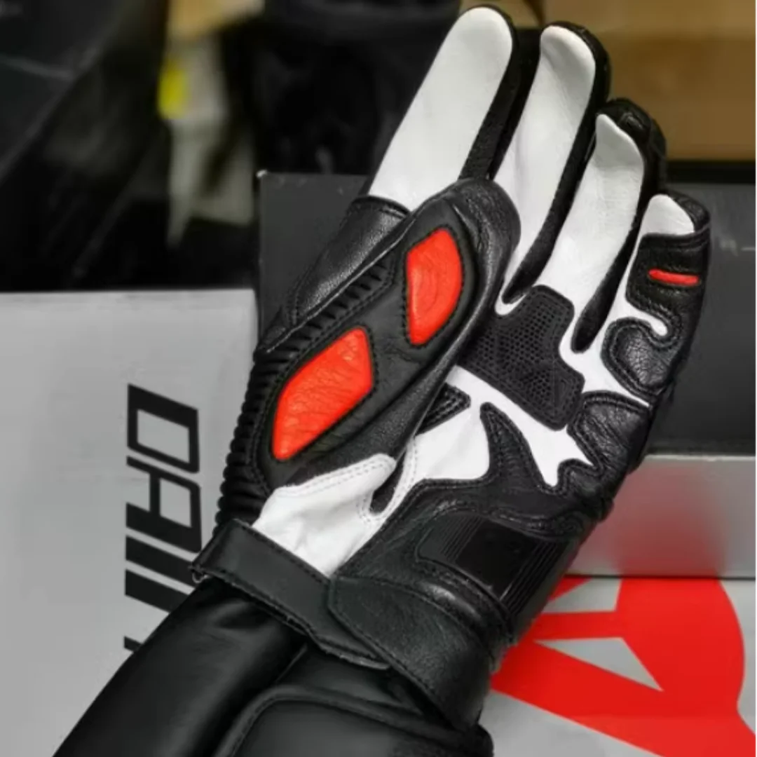 Motorcycle Gloves Carbon Fiber Motocross Racing Glove Cowhide Moto Gloves Men Breathable Guantes Moto Four Seasons D