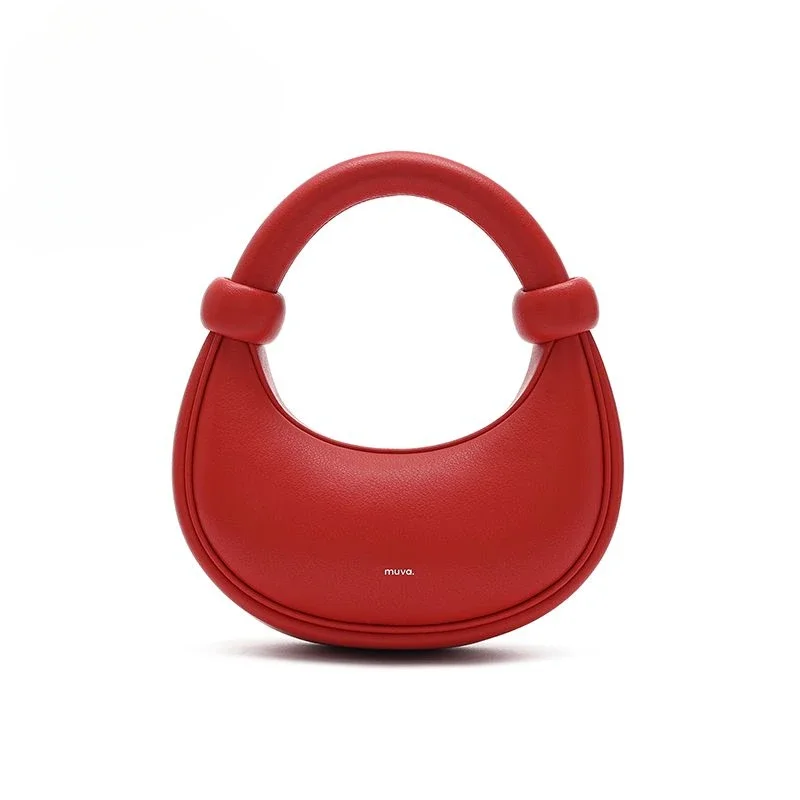 2024 New Red Bag Unique Handbag Design Bead Soft European Bag Women's Crossbody Crescent French Underarm Designer Bags Luxury