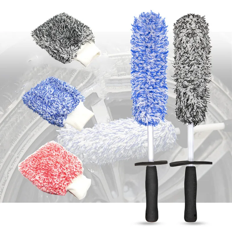 Car Wash Super Brush Microfiber Premium Wheels Brush Non-Slip soft Handle Easy To Cleaning car wheel Spokes Car Accessories