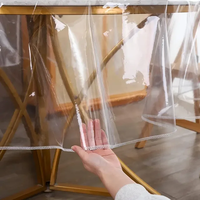 Nappe ronde transparente en plastique, manchon de protection, nappe PEVA imperméable et résistante à l'huile 2