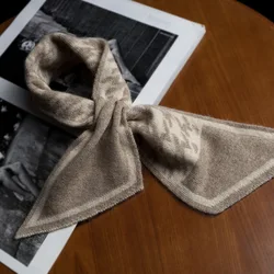 Cashmere Scarf Spring And Autumn New Women Double-Sided Jacquard Thousand Bird Check Triangle Scarf Bow Tie Temperament Scarf