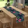 Spring Floral Green Leaf Linen Table Runner Holiday Party Decor Summer Tropical Flower Palm Leaves Table Runners for Table Decor 6