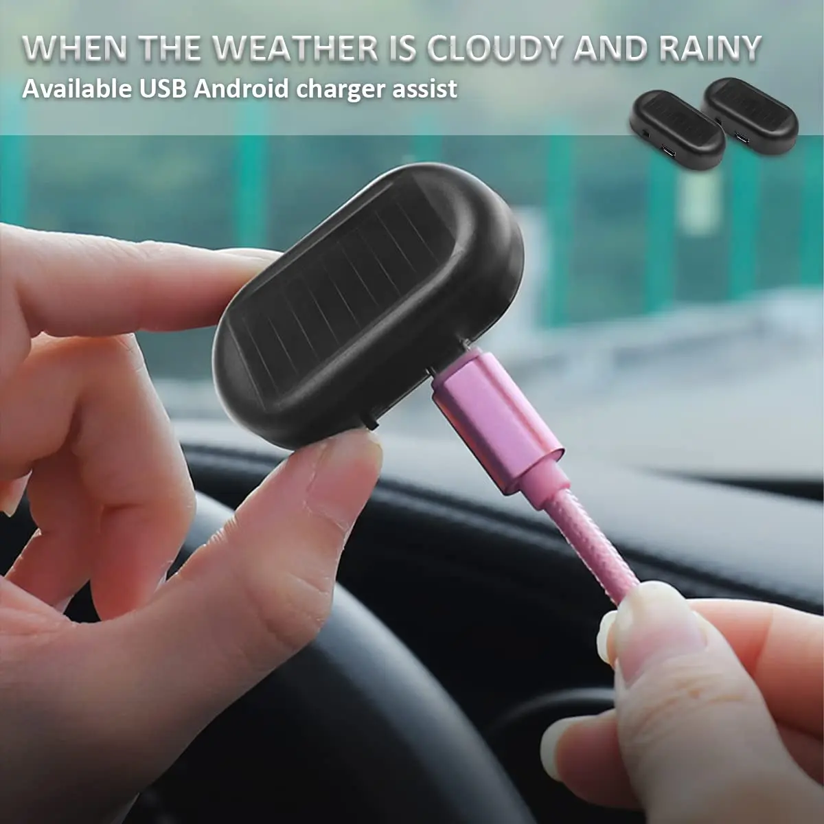Car Solar Dummy Alarm Anti-Theft LED Flash Light Safety Warning Lights with USB Port Universal Car Accessory.