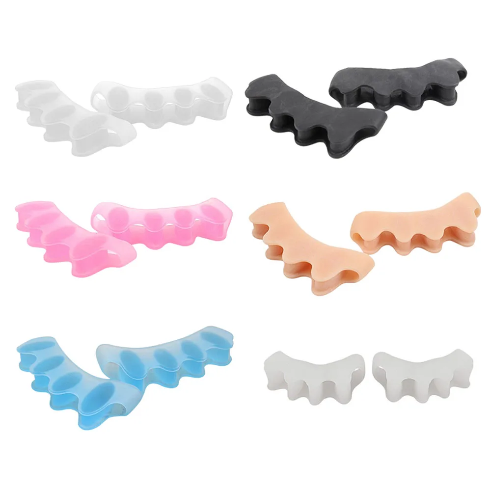 1pair Five Holes Toe Separators Highly Elastic Soft Silicone Toe Correction Pain Relief Hallux Valgus Corrector Foot Care Tools toe separators toe corrector toe spreader