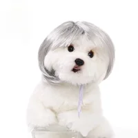 Perruque pour animaux de compagnie, perruque pour chien, fournitures pour animaux de compagnie, accessoires d'halloween pour animaux de compagnie, cheveux bouclés et lisses, perruque pour chat, peut être bricolage garnie 3