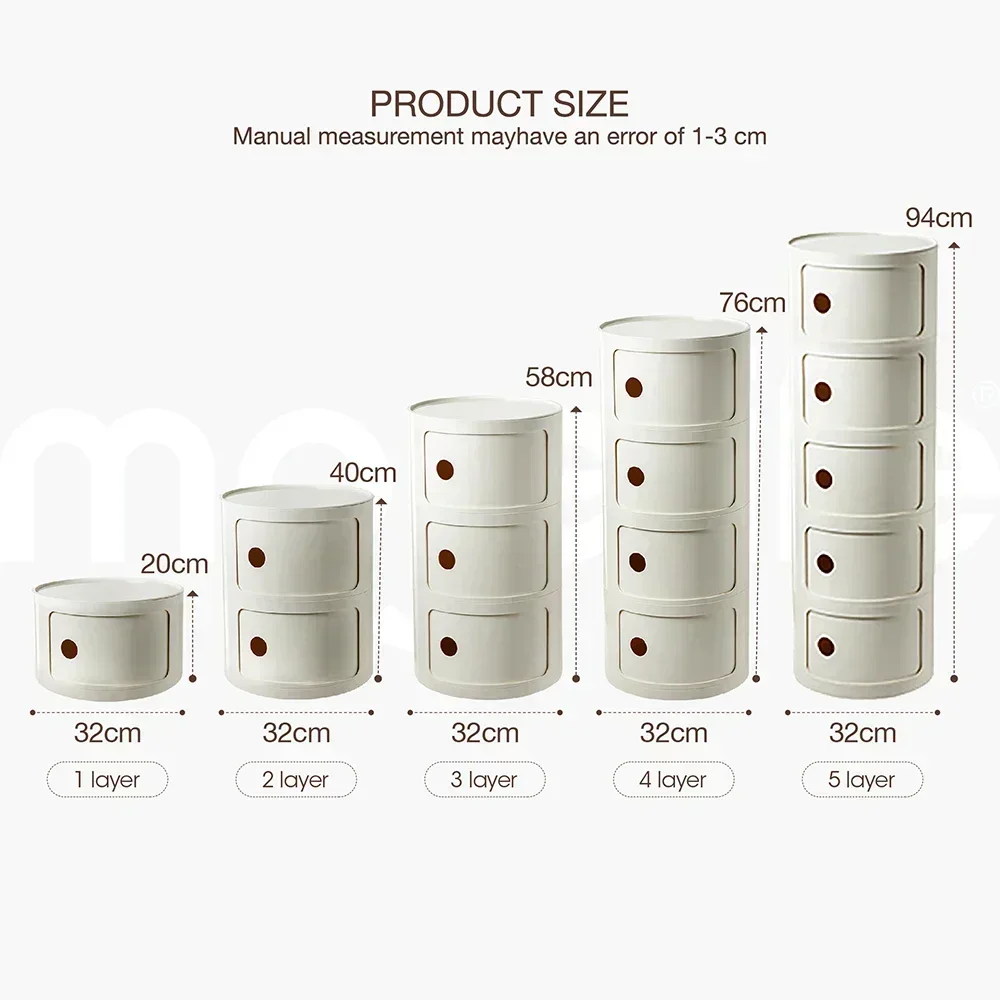 Creative Modular Bedside Table Round Large-capacity Storage Bedside Small Cabinet Bedroom Simple Storage Narrow Side Cabinet Nightstands Set