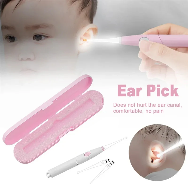 1 Set Baby Ear Cleaner Ear Wax Removal Tool Flashlight Earpick Cleaning Earwax Remover Luminous Curette Light Spoon