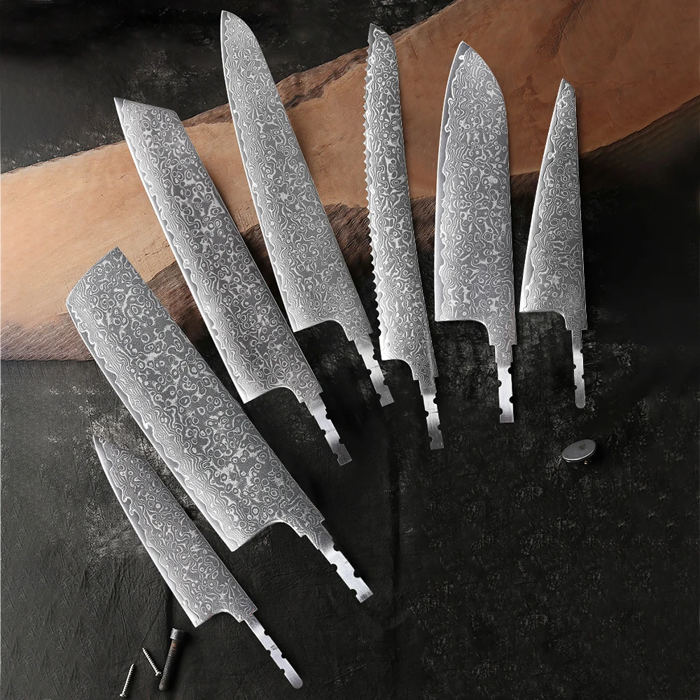 TURWHO Japanese Hand Forged Chef Knives DIY Blank Blade AUS-10 Damascus Steel Kitchen Knife DIY Making Handmade Knife NO Handle kitchen knife