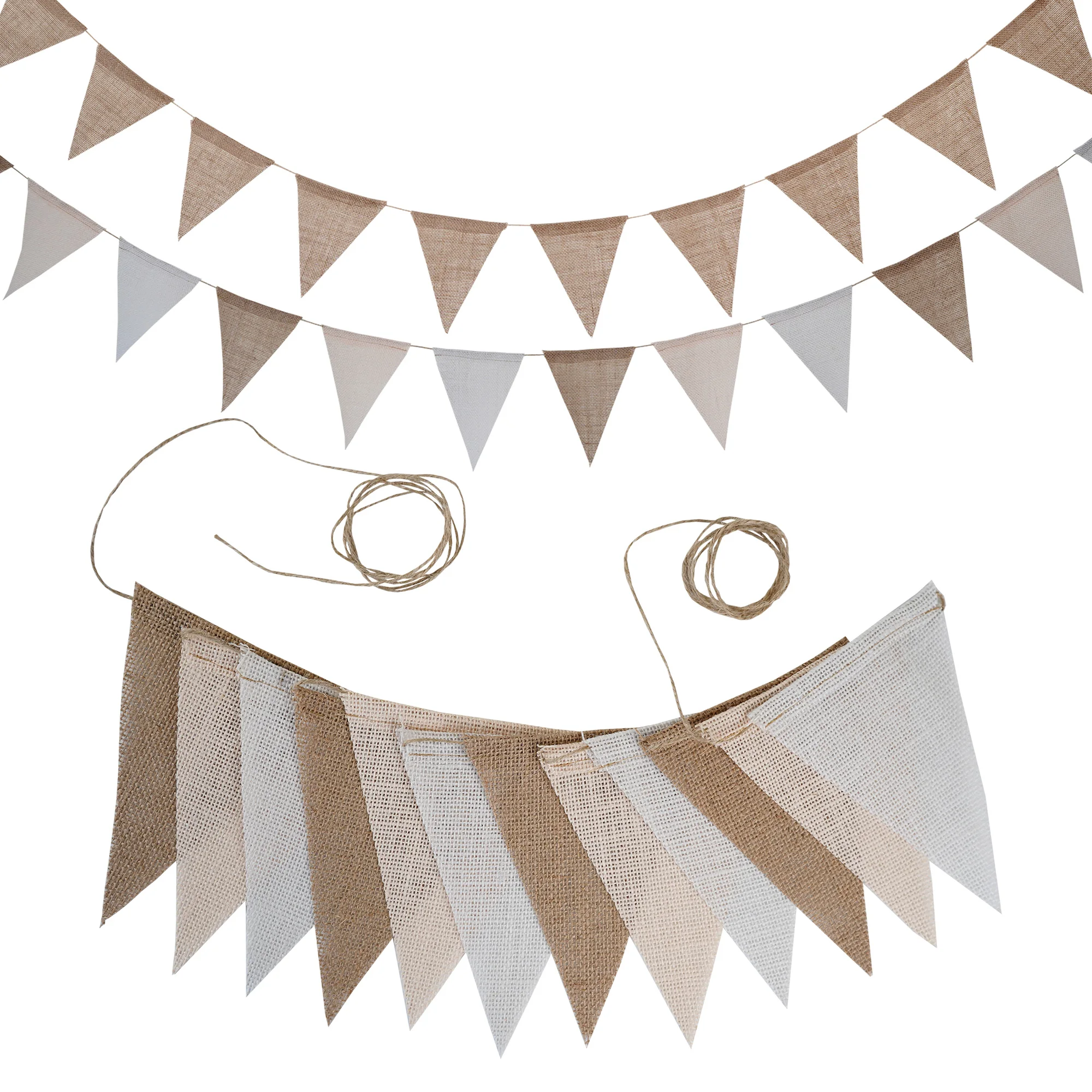 Party Decorations 12 Flags/13 Flags Pennant flags Hessian Wedding Party Decor Bunting Vintage Photo Prop Banners Home Baby Shower Carnival Garland