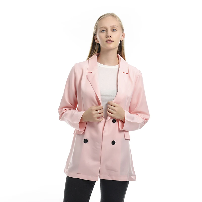 

Fashion Solid Colors Blazer Women Double Breasted Casual Office Blazer Plus Size Elegant Chic Simple Work Wear Jacket All-Match