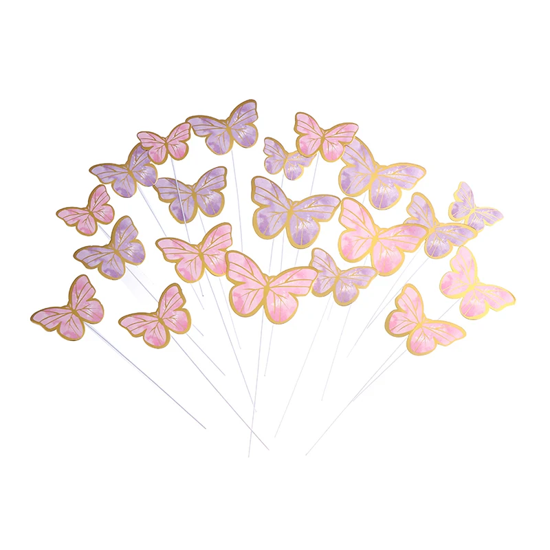 

10 шт. штампованные золотые розовые бабочки для торта, украшения для вечеринки в честь Дня Рождения, девичьи Свадебные десерты, украшения для торта, подарки для будущей мамы