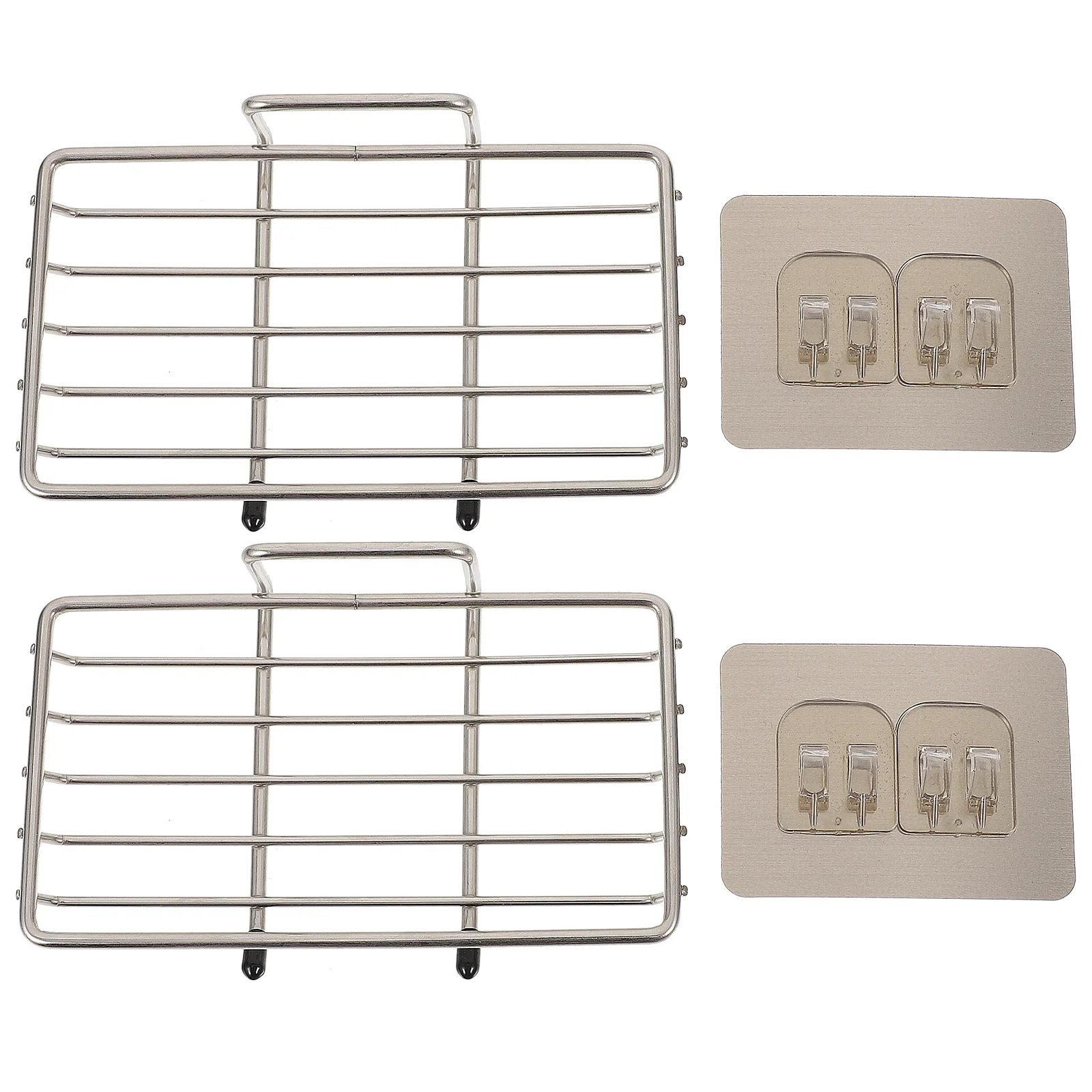 

Shower Holder Sink : Storage Drain Dish Stainless Steel Tray 2pcs