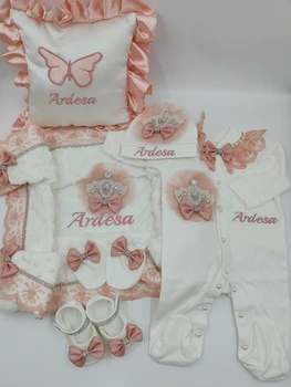 6 pezzi neonato neonato abiti abbigliamento per bambini vero cotone infantile0 prodotti camicia pantaloni guanti ricevente coperta