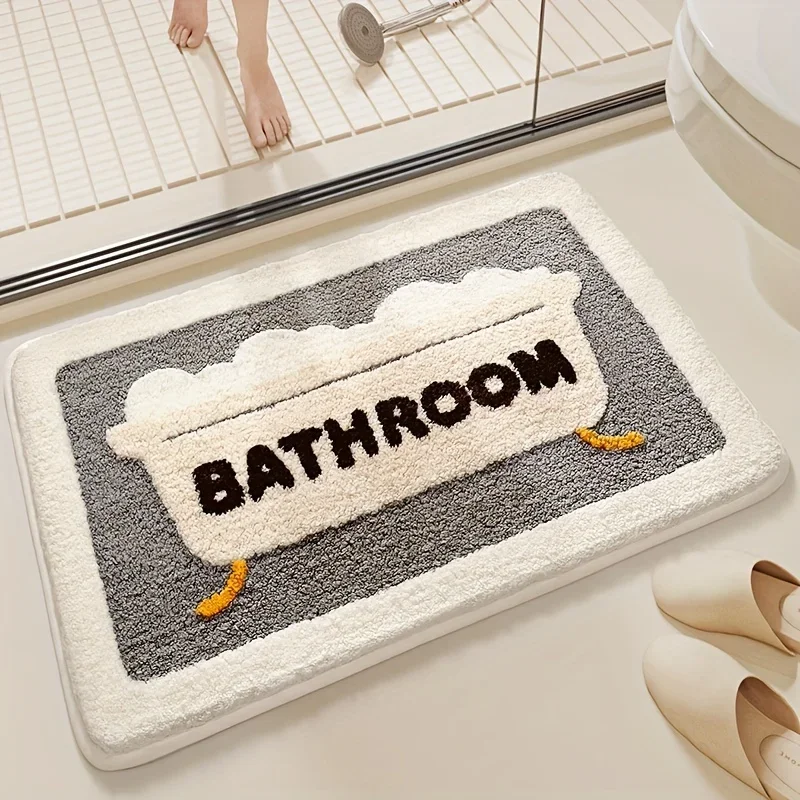 VIKAMA Kunstkaschmir-Badematten Wasserabsorbierende Fußmatten Rutschfeste Badezimmer-Cartoon-Eingangsmatten