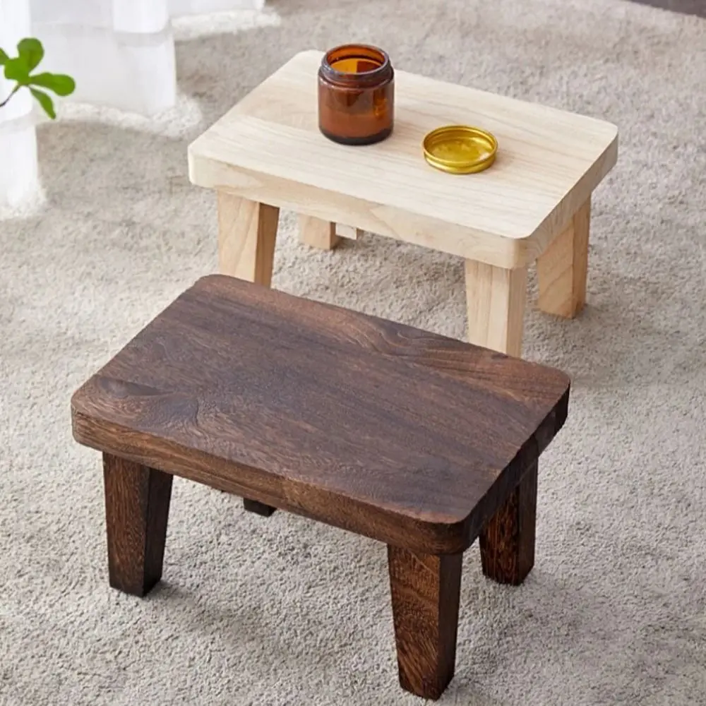 Sgabello in Legno Massello Stile Giapponese con Gambe Allungabili - immagine 4