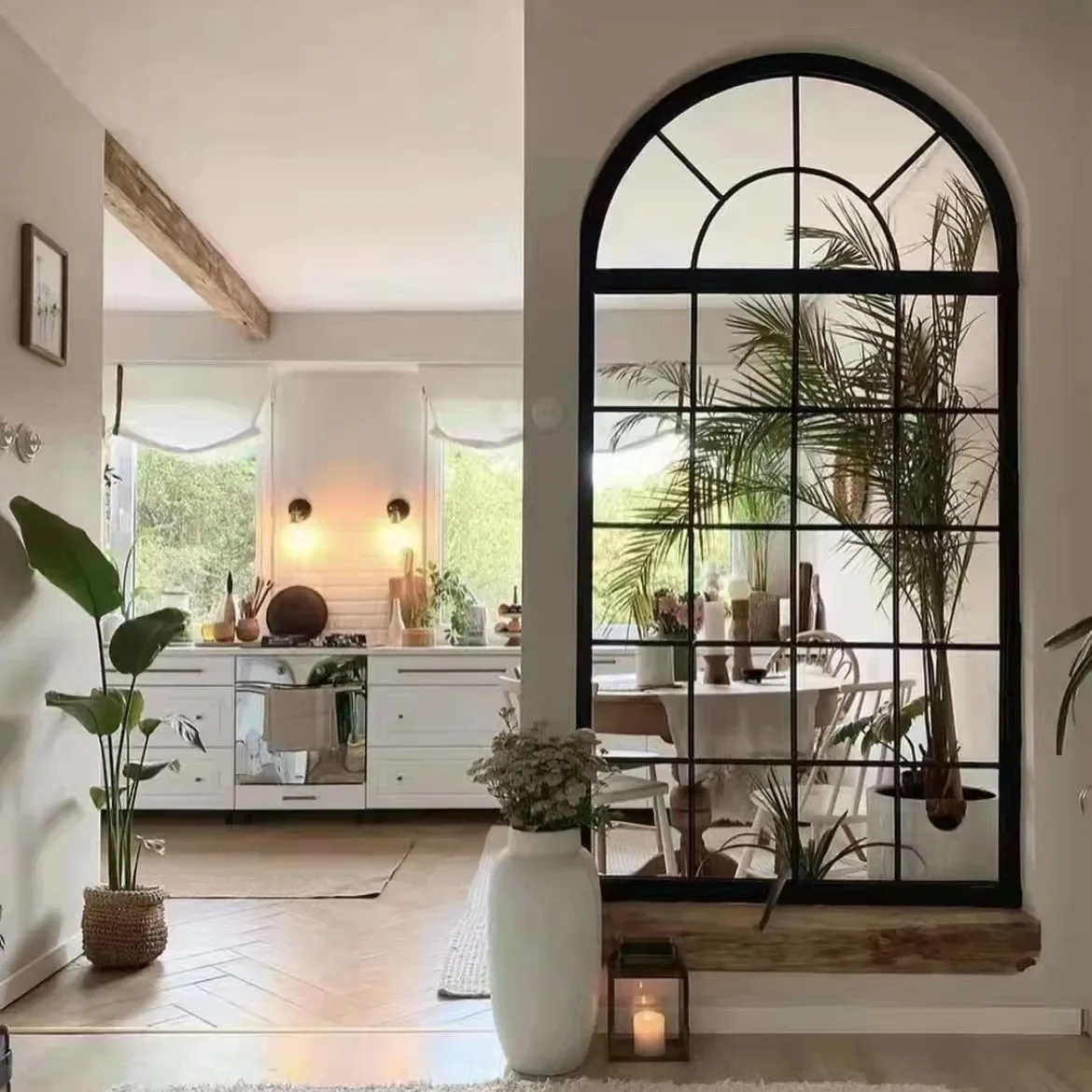

Wrought iron retro fake window creative wrought iron window screen partition dining room hanging wall scenery arc wall decoratio