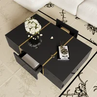 Table basse Table basse rectangulaire Salon Table basse moderne en noir brillant et 2 tiroirs 1