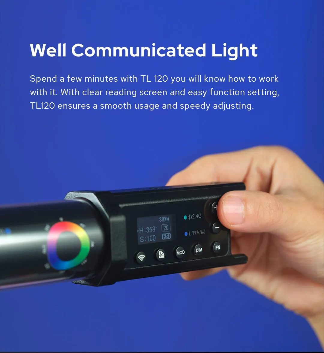 TL120 TL120-K4 RGB Color Pavo Tube Light Photography Handheld Stick Light with A