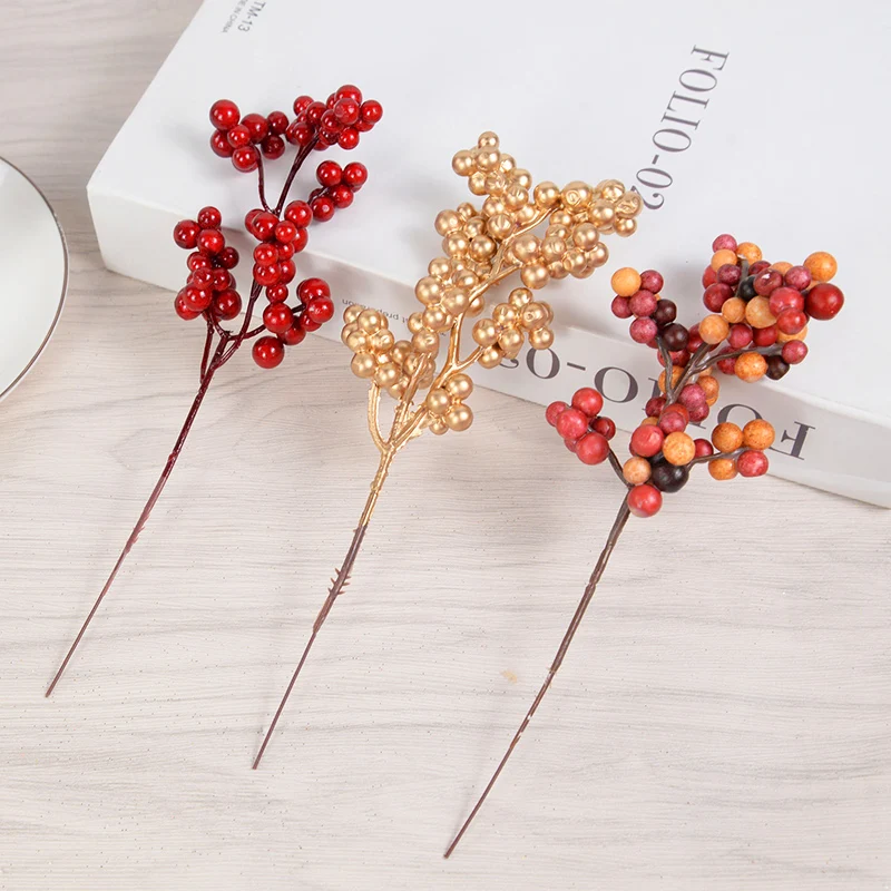 

5PCS Artificial Christmas Berry Red Foam Berries Branches For DIY Christmas Wreath Supply Xmas Tree Decorations Gift Decor 2023