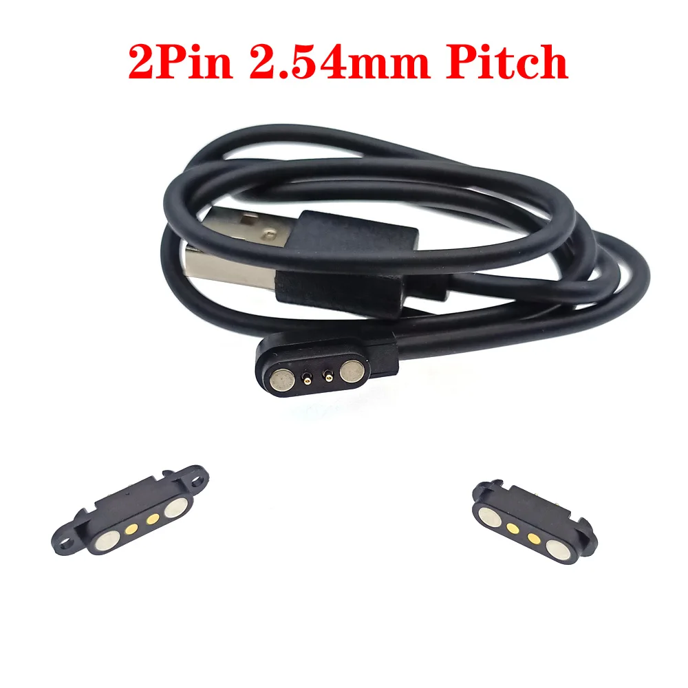2.54 포고 핀 USB 마그네틱 충전 케이블, 남성 여성 포고 핀 커넥터, 전원 DC 자석, 스마트워치 패드 연결 와이어, 2 핀, 4 핀, 5 핀 