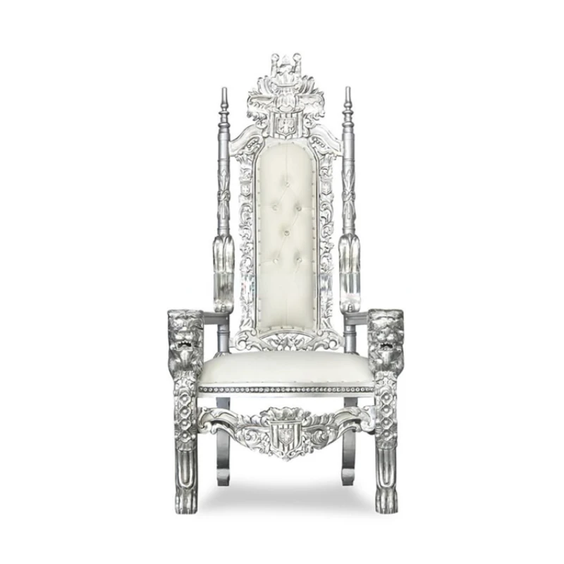 

Royal Throne King Queen Stainless Steel Golden High Back Luxury Wedding Chairs Banquet Chairs