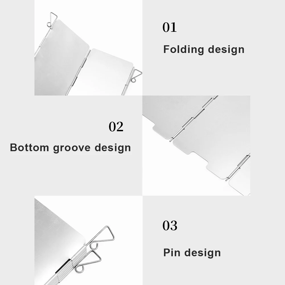 8/10 Plates Foldable Gas Stove Windshield with Storage Bag Cooking Burner Windproof Screen Aluminum Alloy for Backpacking Stove