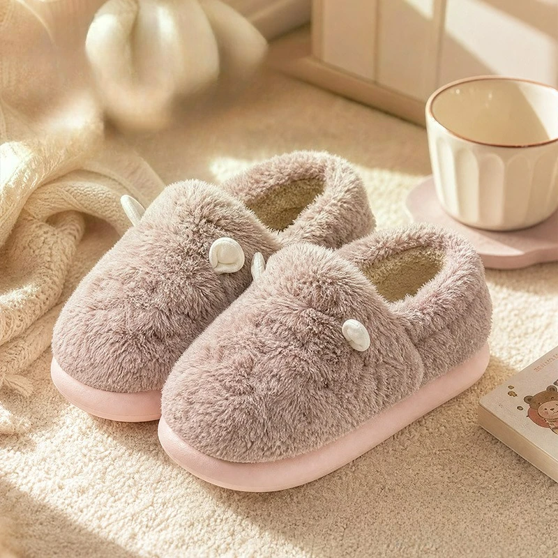 Women's Cozy Furry Indoor Slippers - Thick Soled, Anti-Slip, Warm & Comfortable