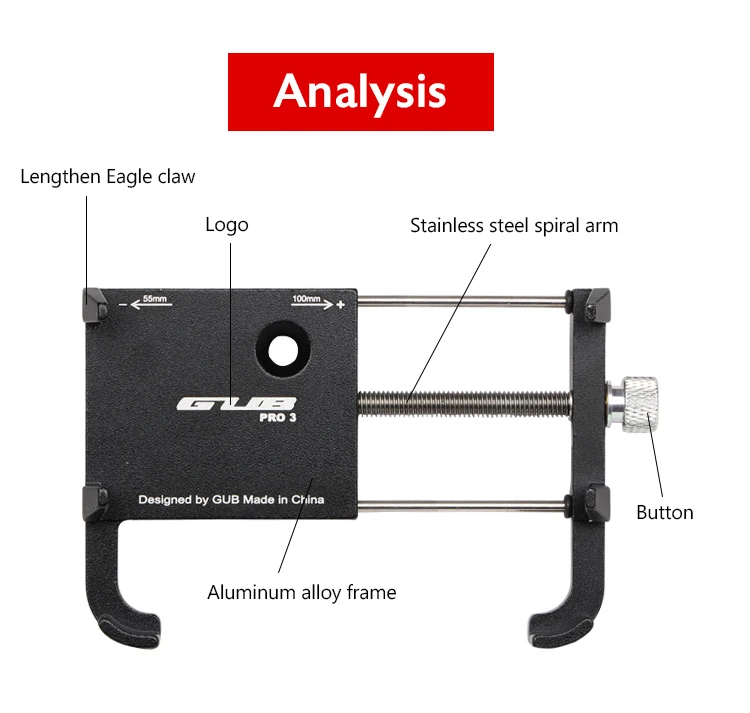 GUB Universal Fahrrad Telefon Halterung Ständer Aluminium Einstellbar MTB Fahrrad Motorrad GPS Telefon Power Bank Unterstützung – Detail 11