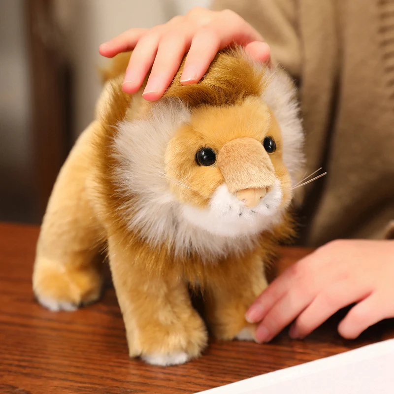 Artificial Lion Animals Yellow White Soft Dolls Throw Pillow Baby Children Sleep Appease Doll Room Decor Birthday Gift for Baby`