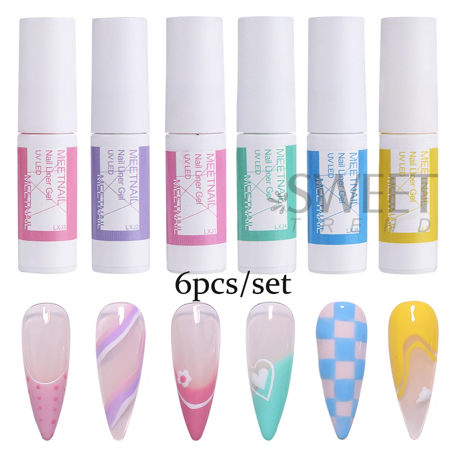 6pcs/set 5ml Liner Gel Nail Gel Polish Semi Permanent UV Gel DIY French Painting Drawing Manicure Varnish Soak Off Manicure Tool