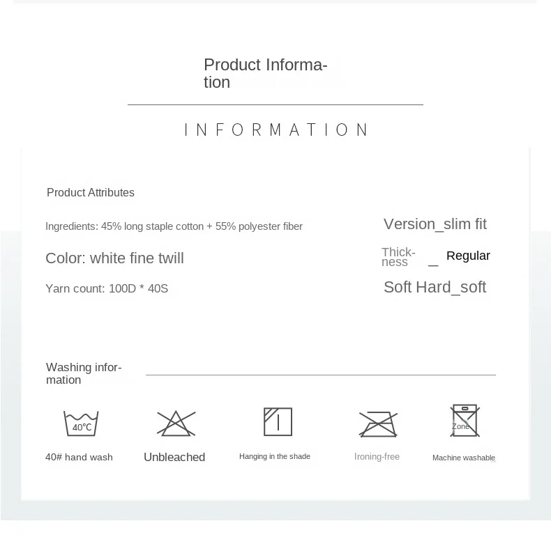 Description Picture 6 of itemShirt men's long sleeved white shirt summer wrinkle resistant breathable sweat absorbing shirt men's inch  wholesale embroidery